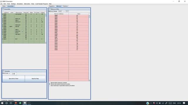 How to simulate an 8085 ALP in a Java Simulator? смотреть онлайн