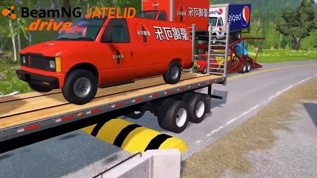 Truck vs speed bumps | Tractor vs Train | Cars vs Slide Color with Portal Trap - BeamNG.Drive смотреть онлайн