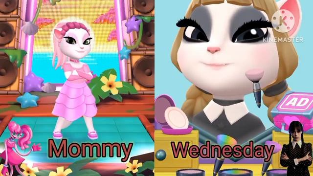 mommy long legs vs Wednesday Addams VS My Talking Angela 2 ? смотреть онлайн