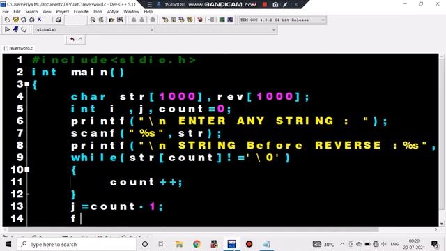 EXECUTE REVERSE STRING | Live program with output | Easy learning guide | LETC CODING смотреть онлайн
