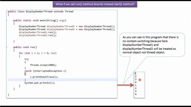 What if we call the run() method directly instead of start() method? | Java Threads смотреть онлайн