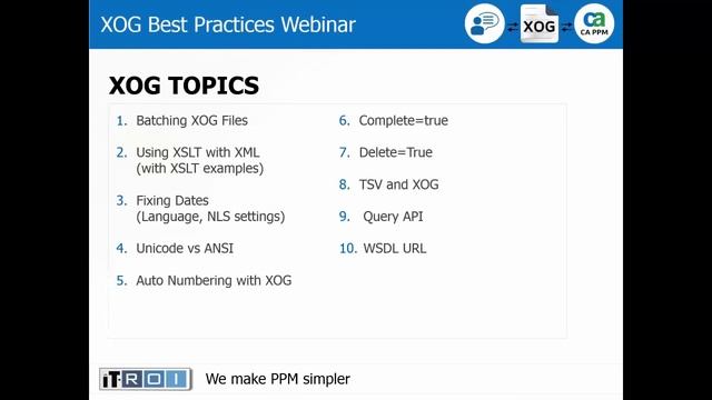 XOG Best Practices with CA PPM Webinar in 720p HD смотреть онлайн