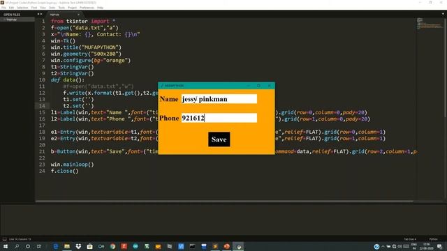 Python Data Entry Form w/ Data Storage | Tkinter module | MUFA TECH SOLUTIONS смотреть онлайн
