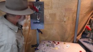 STILL LIFE OIL PAINTING - Australian Bottlebrush - genus Callistemon / Tonalism / Impressionism