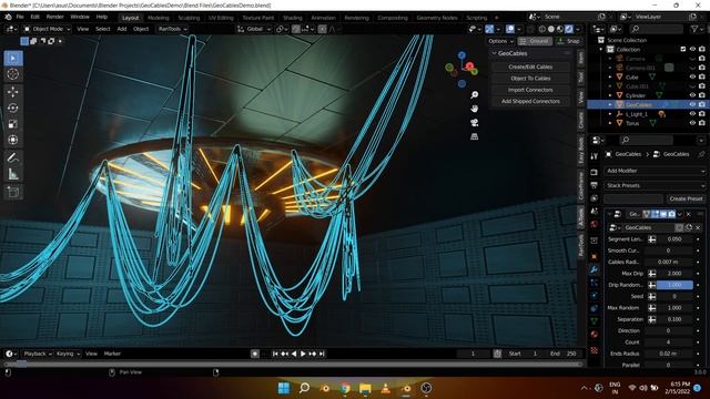 Hanging Cables in Blender Geometry Nodes | Free Script Series S02E02 | GeoCables Free Addon смотреть онлайн