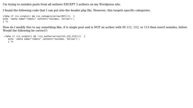Wordpress: Noindex Posts From Certain Authors In Wordpress смотреть онлайн