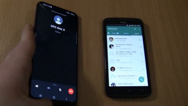 WhatsApp Incoming & Outgoing call at the Same Time Samsung Galaxy A30s+Htc One X смотреть онлайн