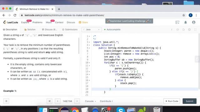 minimum remove to make valid parentheses смотреть онлайн