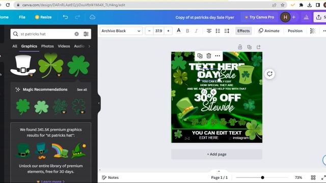 St Patricks Day Sale Flyer, Canva Template. смотреть онлайн