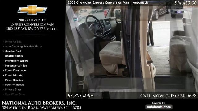 2003 Chevrolet Express Conversion Van 1500 135" WB RWD YF7 Upfitter | National Auto Brok - SOLD смотреть онлайн