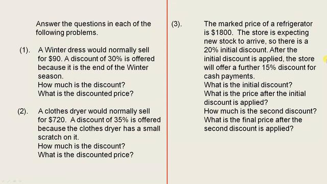 Percentage Discount Worksheets смотреть онлайн