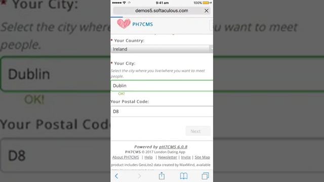 pH7CMS Social Dating Builder running on iPhone 6 смотреть онлайн