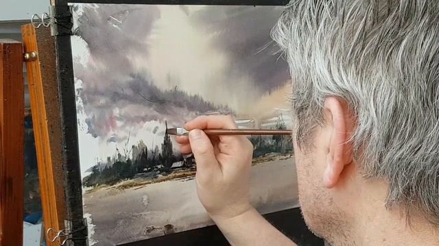 Loose Watercolour Landscape Painting | Simple Church Scene with Big Brush смотреть онлайн