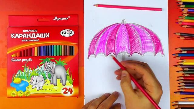 Как нарисовать ЗОНТИК и дождик смотреть онлайн