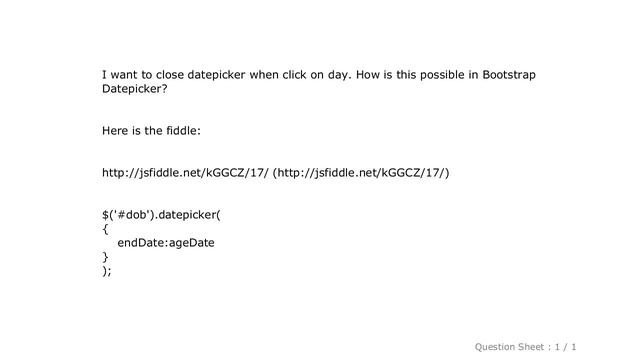 jQuery : Onclick day close bootstrap datepicker смотреть онлайн