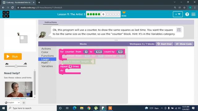 Code.org | accelerated course Lesson 11, The Artist 3 смотреть онлайн