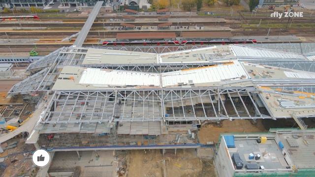 Dworzec Zachodni Warszawa przebudowa, Październik 2021, Dworzec 4K z drona смотреть онлайн