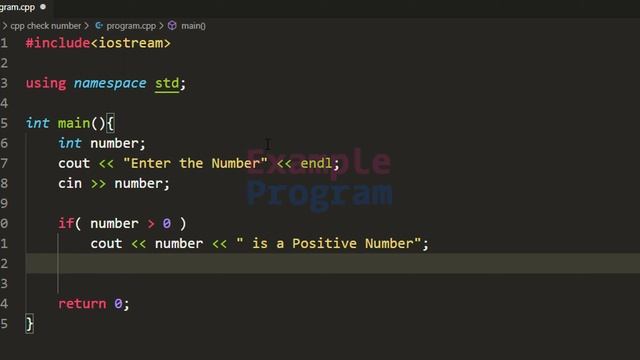 Check for Positive or Negative Number or Zero | C++ Example Program смотреть онлайн