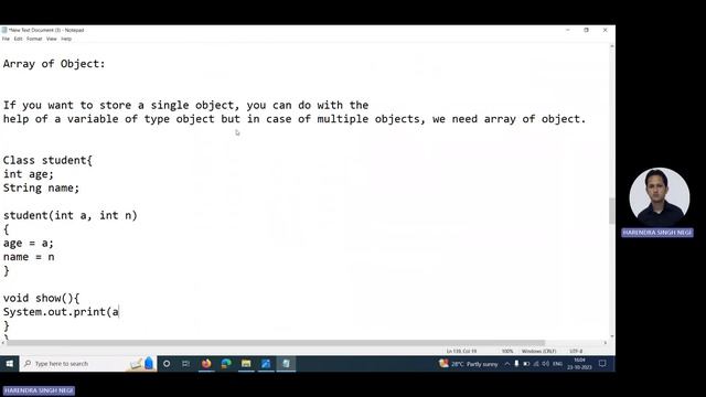 Array of Objects in Java - Harendra Sir - @HSNClasses1987 смотреть онлайн
