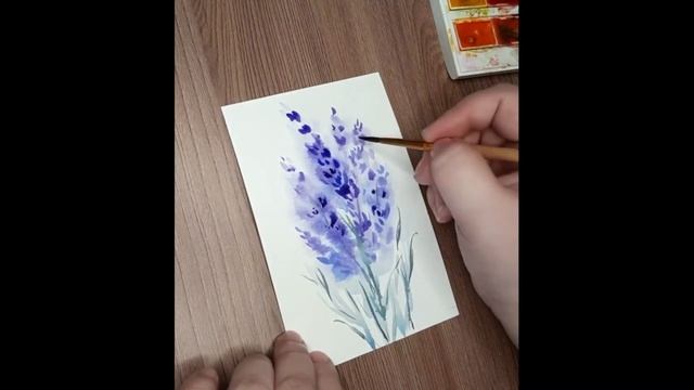 Как легко нарисовать лаванду акварелью. смотреть онлайн