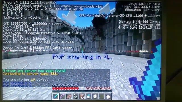 Playing Minecraft on Intel Celeron J3160 HD400 Vorke V1 смотреть онлайн