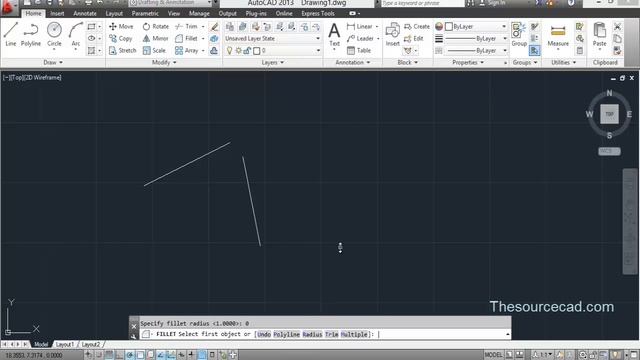 Fillet and chamfer commands of AutoCAD with all subcommands смотреть онлайн