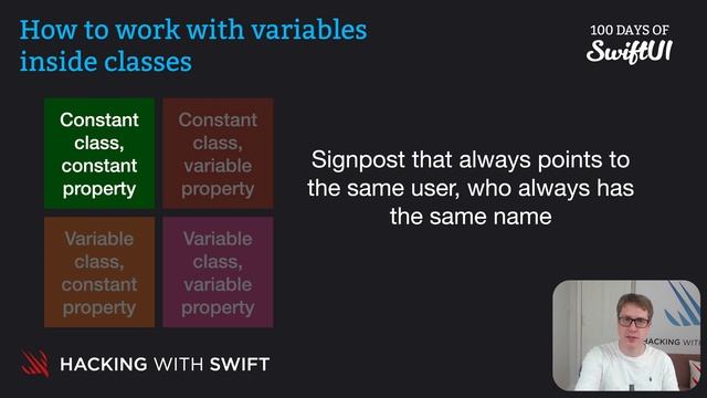 How to work with variables inside classes – Swift for Complete Beginners смотреть онлайн