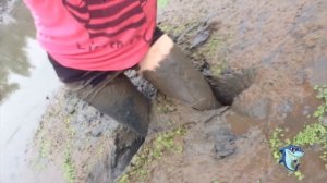 White socks girl fall down the mud