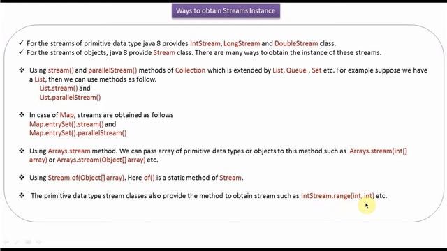 What are the different ways to obtain a Stream instance? | Java 8 streams tutorial смотреть онлайн