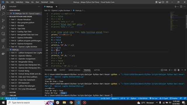 Belajar Python Dasar dari Nol Part#10 - Operasi Logika Boolean смотреть онлайн