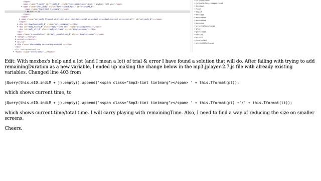 Changing "elapsed time" to "time remaining" on MP3-jPlayer audio player with CSS or PHP changes смотреть онлайн