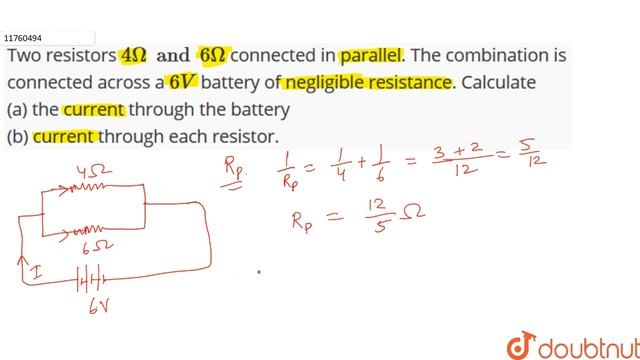 Two resistors `4 Omega and 6 Omega` connected in parallel. The combination смотреть онлайн