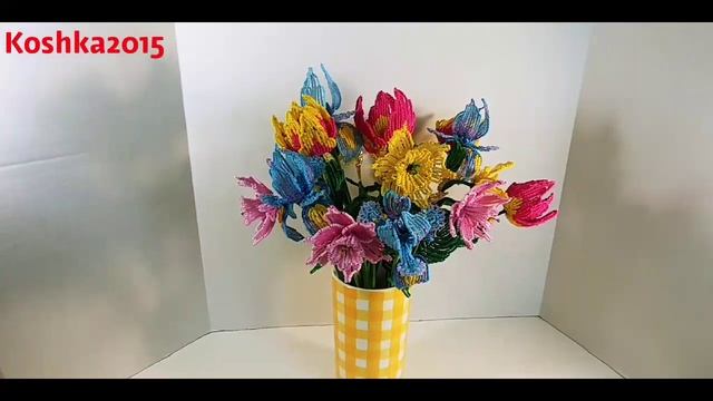Весенний Букет из бисера к 8 Марта от Koshka2015 - цветы из бисера, бисероплетение, МК смотреть онлайн