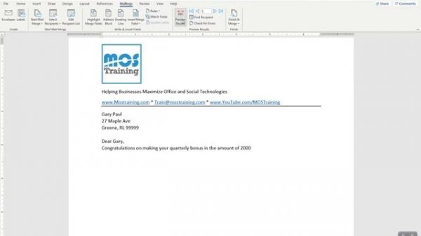 How to fix Excel formatting issues within a Word Mail Merge