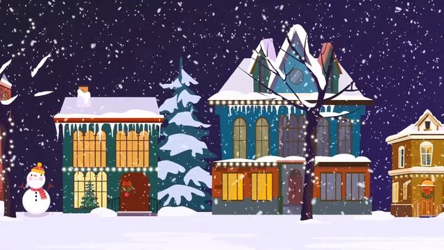 Сказочный видеофон зимняя сказка | Пейзаж, зимняя ночь, снег, дома | Футаж зима скачать бесплатно. смотреть онлайн