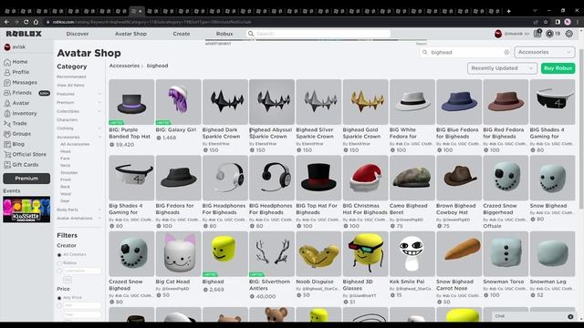 Roblox Bighead Accessories ^^ смотреть онлайн