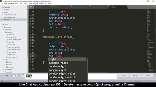 Live chat app | Part55 Delete message cont. | Javascript, AJAX, HTML, CSS, JSON, PHP, MYSQL Tutoria смотреть онлайн