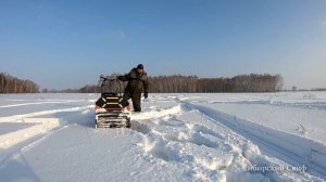 Тест мотобуксировщика Аляска с двигателем Zongshen 15л.с по глубокому снегу