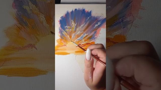 Пейзаж Закат?Силует#мастеркласс #живопись #акрил#рисование смотреть онлайн