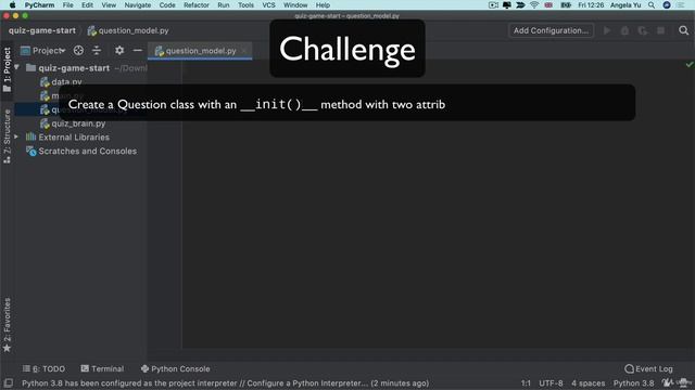 Quiz Project Part 1_Creating the Question Class | 100 Days of Code: The Complete Python Pro Bootcam смотреть онлайн