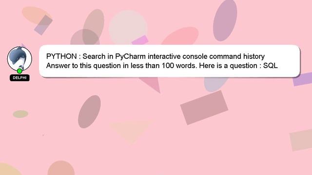 PYTHON : Search in PyCharm interactive console command history смотреть онлайн