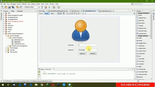 2. Student Result Management System in java - Index and Admin Login page (JFrame, Mysql, Netbeans) смотреть онлайн