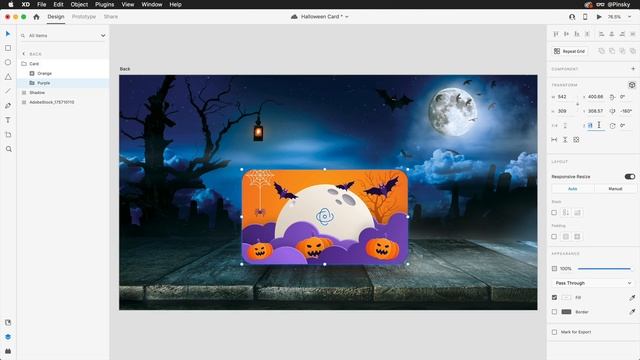 Card Flip Animation in Adobe XD using 3D Transforms (Halloween Themed) смотреть онлайн