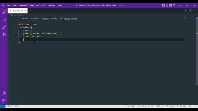 c program to print ascii value of a character смотреть онлайн