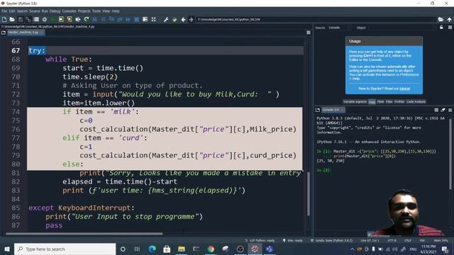 Python Project:1-Let us build a Vending Machine|| Part-5:Dictionary in Action смотреть онлайн