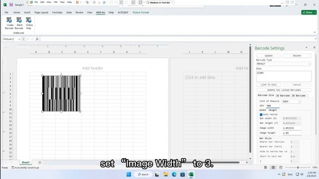 Excel PDF-417 barcode image maker: create, print 2d PDF417 images in MS Excel смотреть онлайн