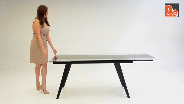 Modrest Barium Contemporary Black Glass Extendable Dining Table смотреть онлайн