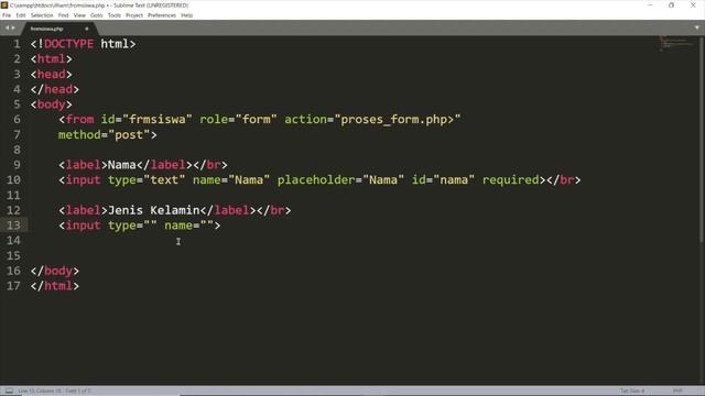 Tutorial Sublime Text 3 Latihan Membuat Tabel Form Siswa Indoneisa смотреть онлайн