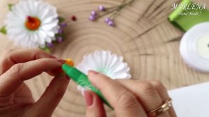 ? Ромашки из атласных лент ? Милые заколочки для девочек