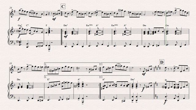 Tico-Tico no Fubá - Choro - Key: D-minor - Piano and Tenor Saxophone смотреть онлайн